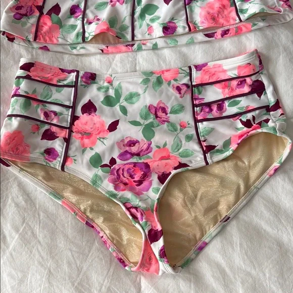 Betsy Johnson Prisoner of Love High Waste Two Piece Underwire Tankini - Picture 3 of 9